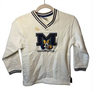 VTG Disney World‎ Minnie Mouse Youth Small 6/8 White Cheer Collegiate Sweatshirt